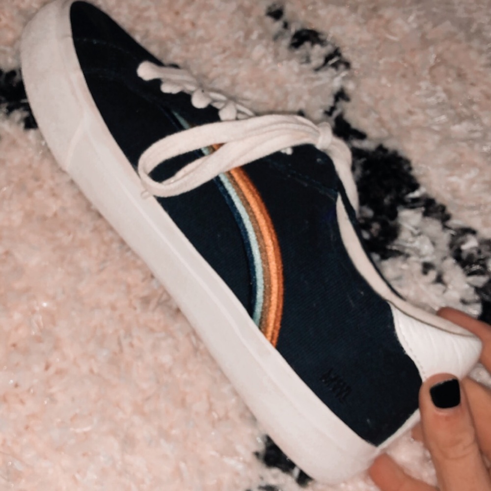 madewell navy/ rainbow stripe sneakers